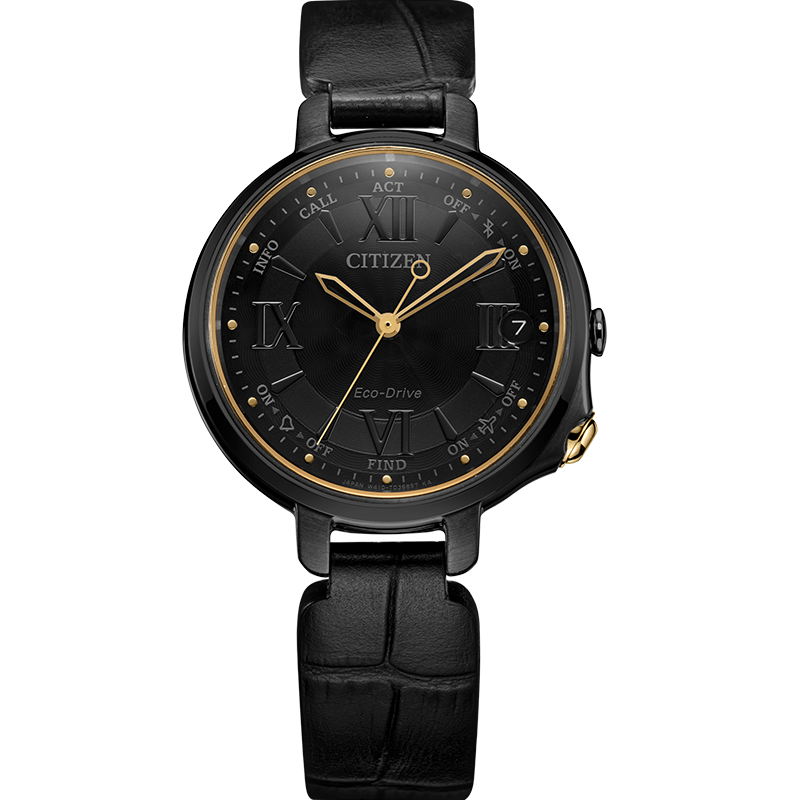 CITIZEN Solar-Powered Bluetooth Strong Functional Leather Strap Black Dial Casual Women's Watch EE4058-19E, Girlfriend Gift