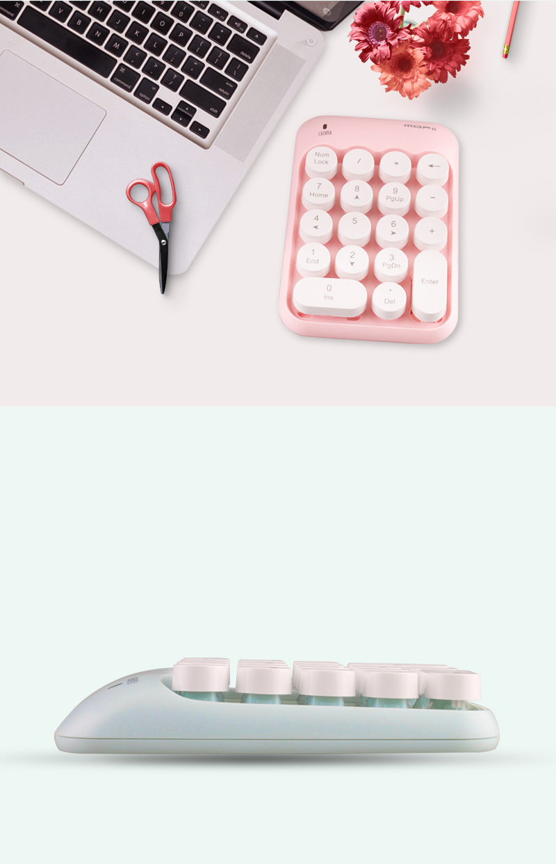 Mofii X910 Wireless Laptop Digital Keypad, USB Wireless Keyboard, Mini Financial Accounting Keyboard, Bank Keyboard, Milk Tea Color Mixed Patter 3