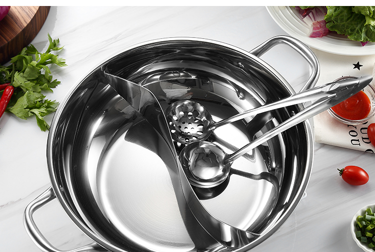 Maxcook Double-Sided Hot Pot, 32cm Thickened 304 Stainless Steel with Lid And Hot Pot Spoon, Compatible with Gas And Induction Cooktops, MCT963 26