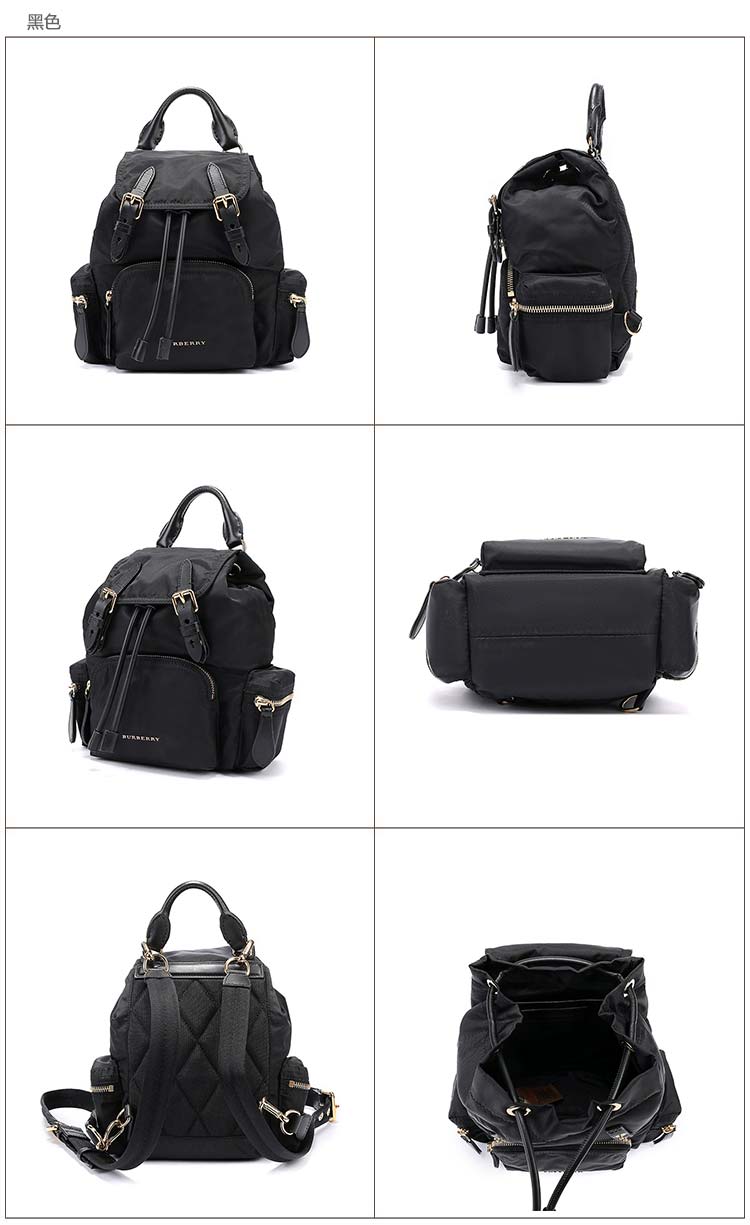 burberry 巴宝莉/博柏利 女款黑色织物小号斜背式军旅背包双肩包