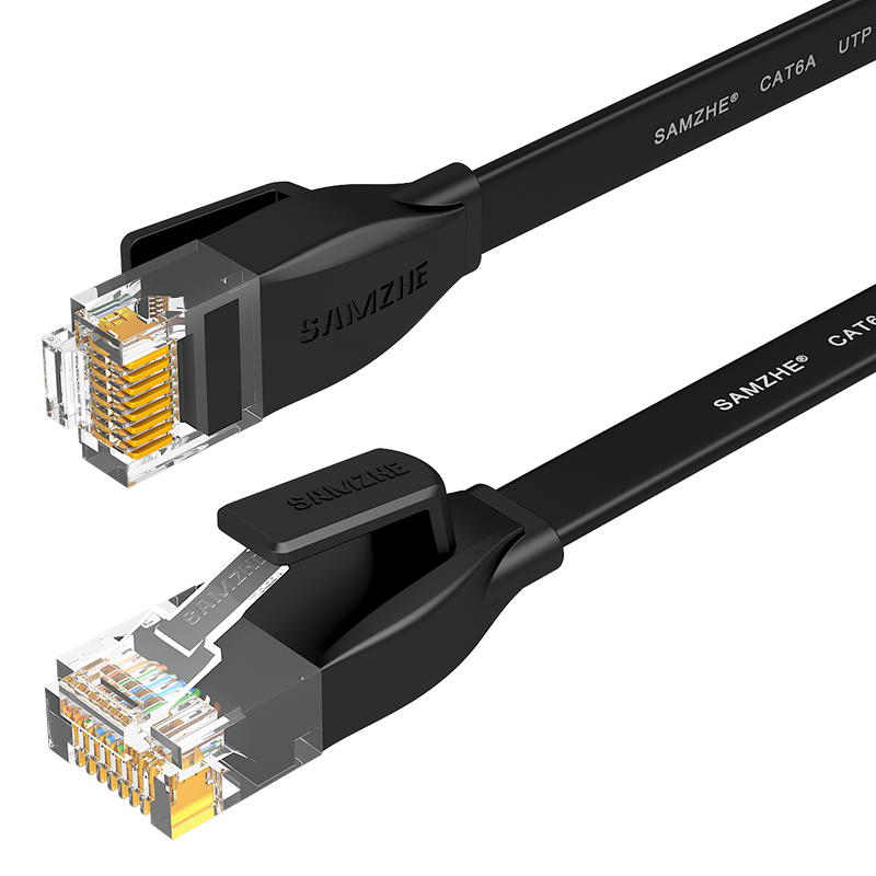 SAMZHE Cat6 Gigabit Pure Copper Flat Ethernet Cable, Computer Broadband Home Surveillance Network Connection Patch Cord, Black 1 Meter HBP601