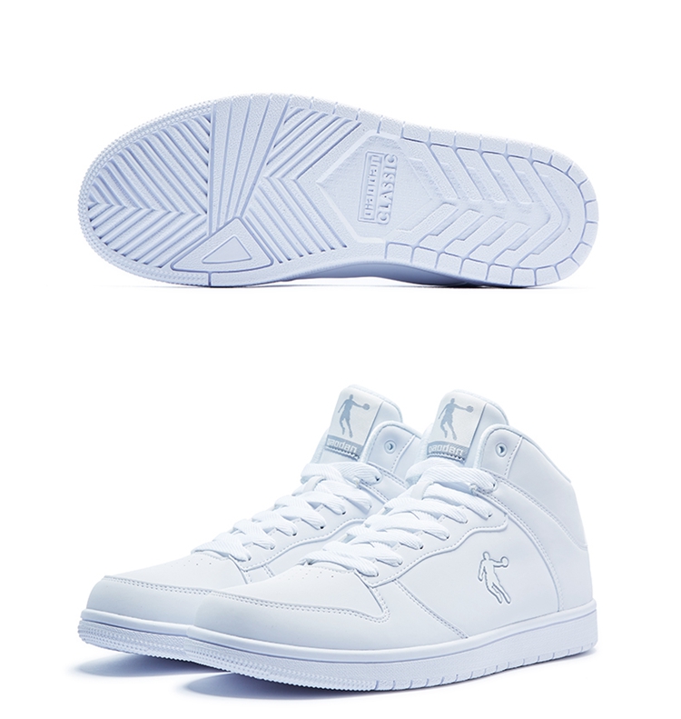 QIAODAN Men's Sneakers, Leather Upper, Air Force One Style, High-Top Skateboard Shoes, Casual Shoes 44