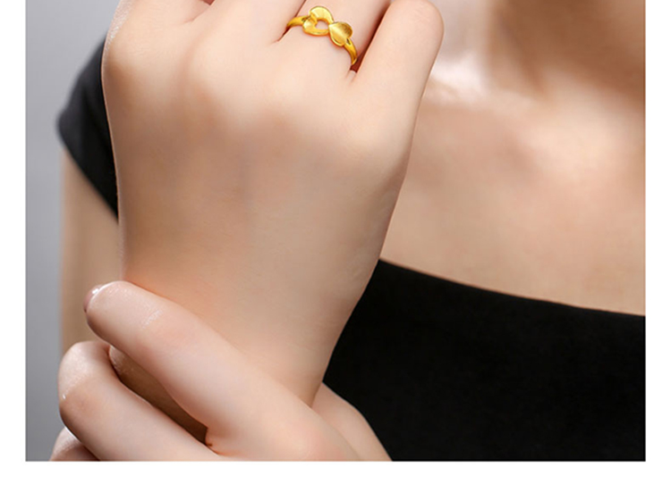 鑫万福黄金戒指女款足金999心心相惜活口订婚心形戒约229239g