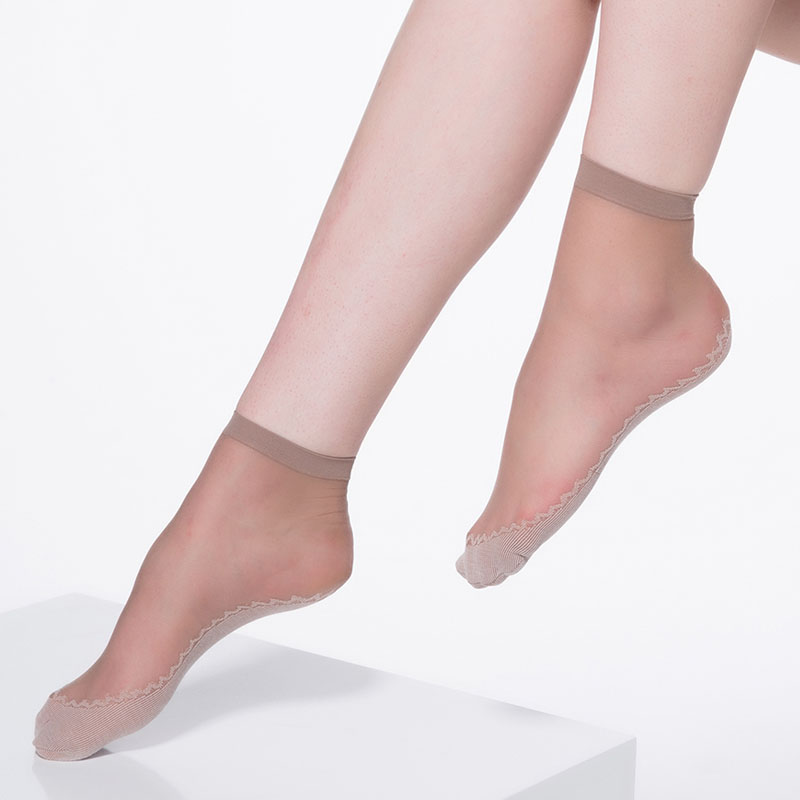 LangSha Silk Stockings, Short 6 Pairs, Spring And Summer Thin Style, Women's Socks, Flesh Color Mid-Calf, Reinforced Sole, Non-Slip Short Socks, One Size Fits All, 6 Pairs Per Pack