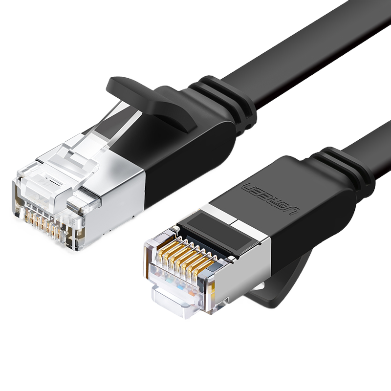 Ugreen Cat6 Ethernet Cable Pure Copper Gigabit Network Monitoring Cable Flat Patch Cable Black 1m Model 50184