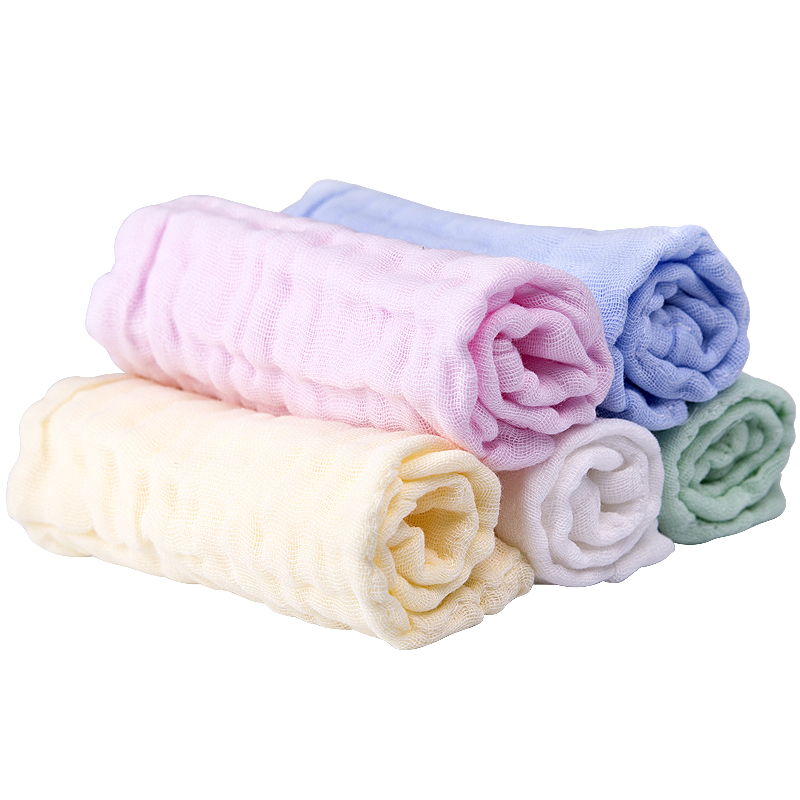 Kaili Baby Gauze Square Towels, 6-Layer, 5-Pack, Pure Cotton Drool Bibs for Face Washing And Bathing, 30*30 Cm