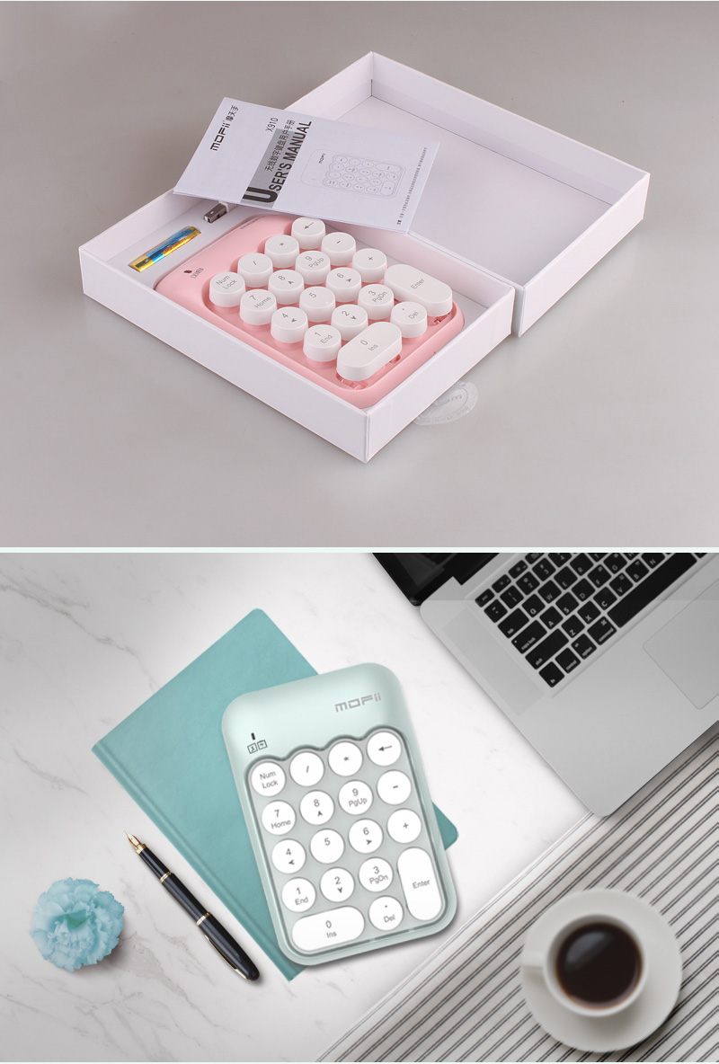 Mofii X910 Wireless Laptop Digital Keypad, USB Wireless Keyboard, Mini Financial Accounting Keyboard, Bank Keyboard, Milk Tea Color Mixed Patter 6