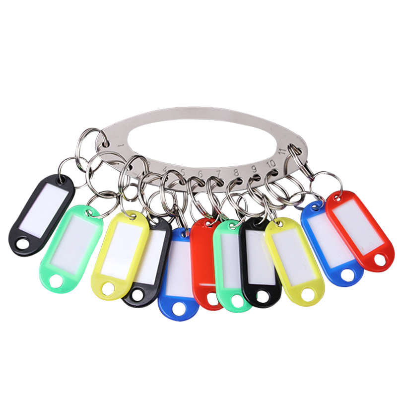 TaTanice Key Ring Set of Two, Key Chain with Rings for Marking Keys, Dormitory Key Management Storage Handheld Metal Key Holder with 11 Slots And Marker Plate