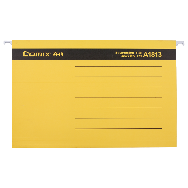 COMIX 25 Easy-To Hanging File Folders, Reverse Hanging File Folders, F/C Paper Document Folders, Yellow A1813