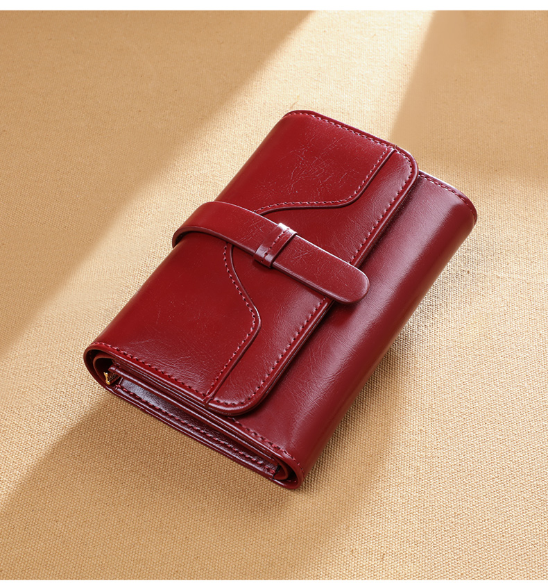 Viney Leather Women's Wallet, Foldable Short Coin Purse, High-End ID Card Holder, Integrated Brand Large Capacity Wallet, Leather Clutch 18