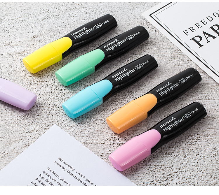 [Back to School Essential] Monami (Monami) Highlighters for Students, Square-Tip Marking Pens for Notes And Journaling, 6-Color Set 06020Z06 6