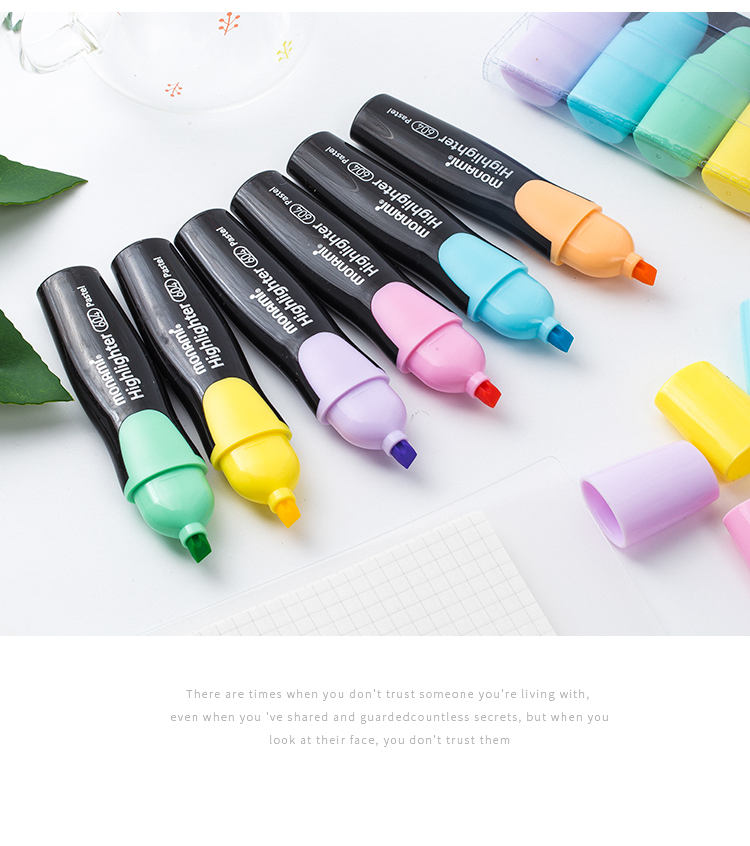 [Back to School Essential] Monami (Monami) Highlighters for Students, Square-Tip Marking Pens for Notes And Journaling, 6-Color Set 06020Z06 5