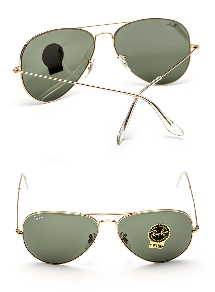 ban)太阳镜 经典飞行员系列眼镜男女款黑色镜框墨绿色镜片墨镜 rb3026