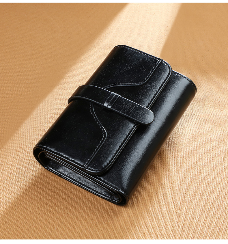Viney Leather Women's Wallet, Foldable Short Coin Purse, High-End ID Card Holder, Integrated Brand Large Capacity Wallet, Leather Clutch 23