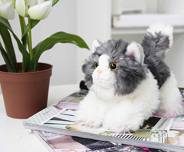 【京东超市】雨莲露 毛绒玩具 仿真挪威森林猫202gb 趴姿长20cm-京东