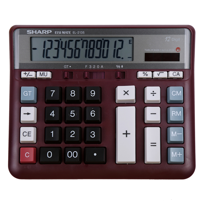 SHARP EL-2135 Business Office Calculator, Red