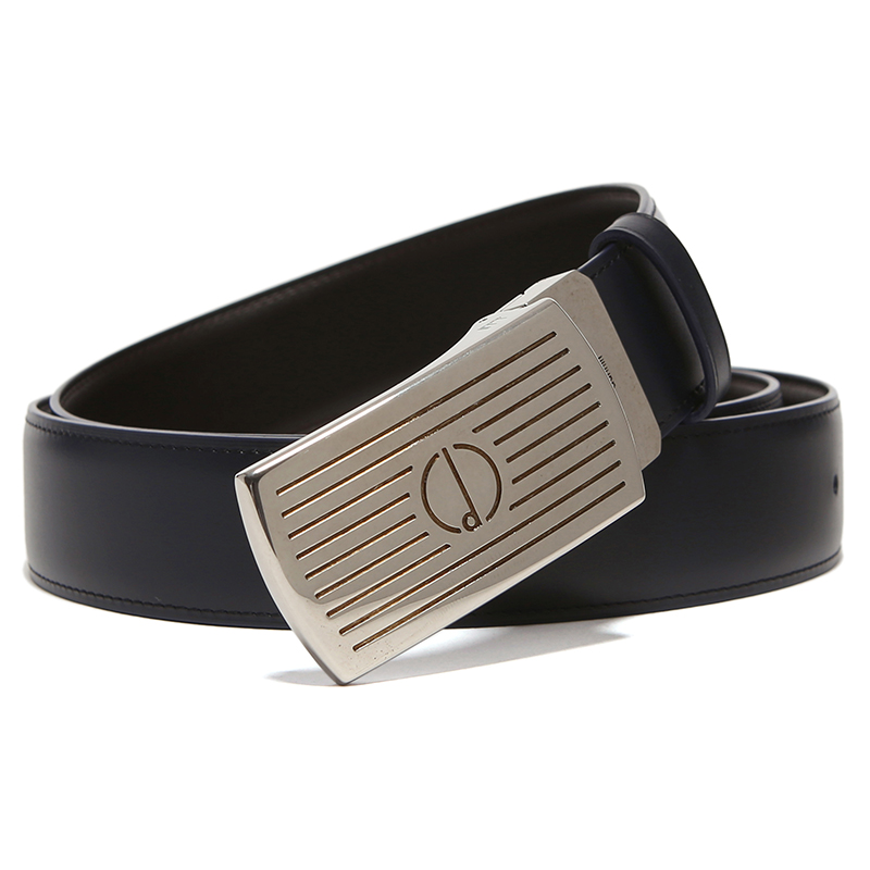【登喜路腰带】dunhill 登喜路 男士深蓝黑色双色时尚双面板扣腰带 bp