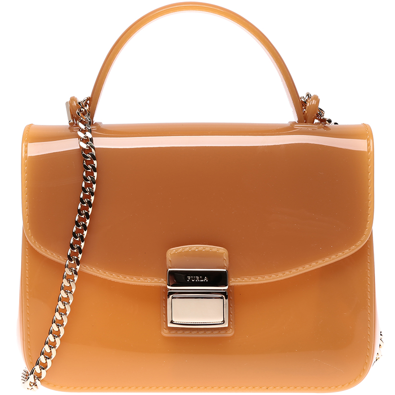 furla芙拉女款candy系列黄色pvc果冻包单肩斜挎包 850844