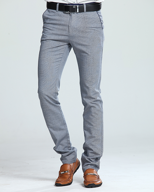 休闲裤男士直筒修身大码商务男裤子126109504 蓝色 30-京东