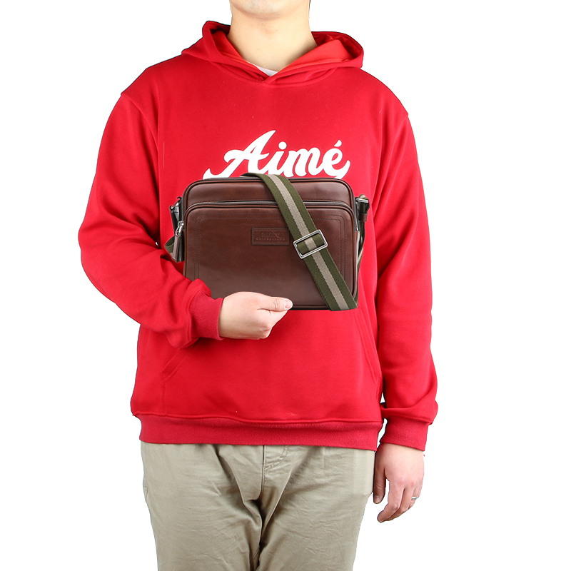 巴利男士栗色牛皮单肩斜挎包 traipse/412