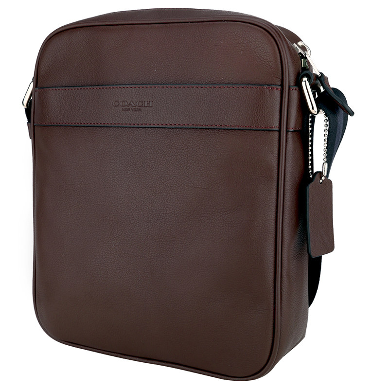 coach 蔻驰 奢侈品 男士深棕色皮质单肩斜挎包 f54782 mah