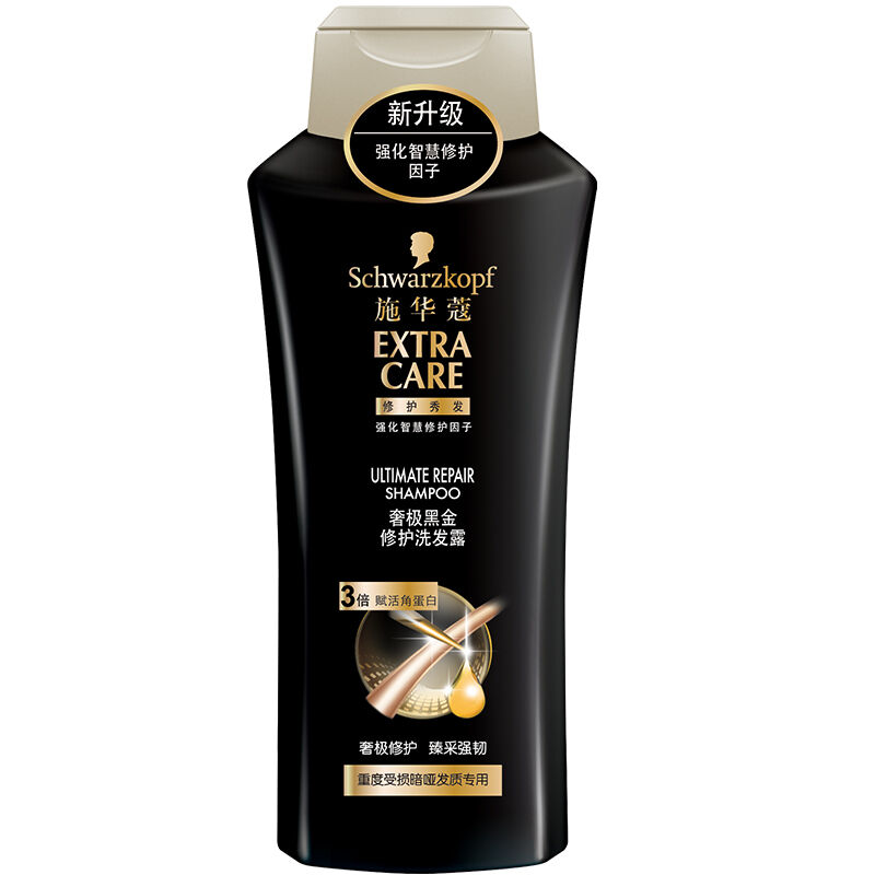 施华蔻(schwarzkopf)奢极黑金修护洗发露400ml(洗发水 修护重度受损黯