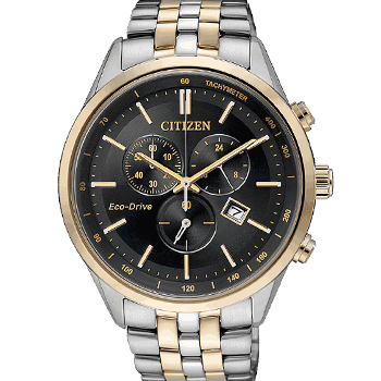 西铁城(citizen)手表 光动能不锈钢间玫瑰金色表带男表at2144-54e