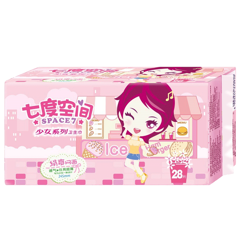 七度空间(space7)超薄日用245mm*28片/袋*2袋 绢爽网面