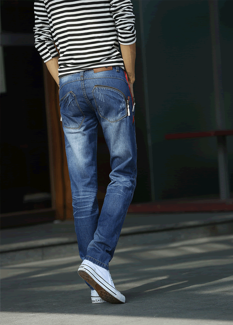 牛仔裤 男士休闲修身直筒牛仔裤男裤小直筒裤 807蓝色36码-京东