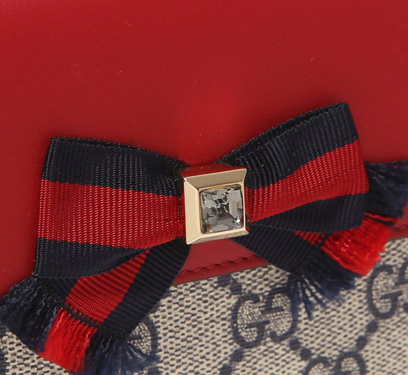 gucci 古驰 gucci钱包 红色pu蝴蝶结装饰短款对折女士钱包 435291 k2