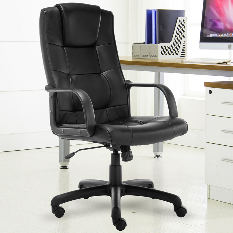 Botai Computer Chair, Office Chair, Home Adjustable Swivel Chair, Ergonomic Chair, Staff Chair, Leisure Black Leather Chair 9753H