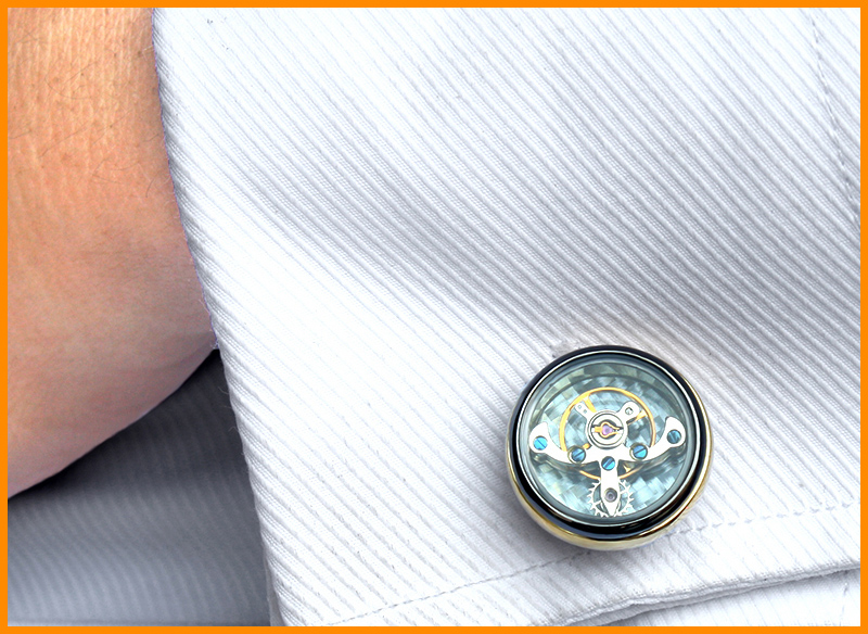 君子道jzd机械飞陀袖扣手表芯男士正装法式衬衫袖口扣衣扣纽扣 礼盒装