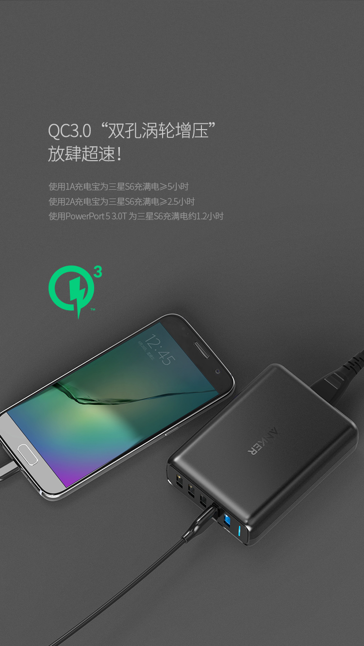 0 2口快速充电器 63w 5口usb充电器/多口充电器/充电头 适用于苹果