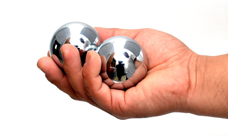 握康 保定铁球 健身球 手球 手指锻炼一斤一对保健球 电镀防锈 小型