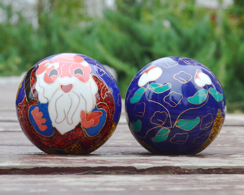 握康保定铁球健身手球景泰蓝空心铃音龙凤牡丹寿星福寿中老年保健球送