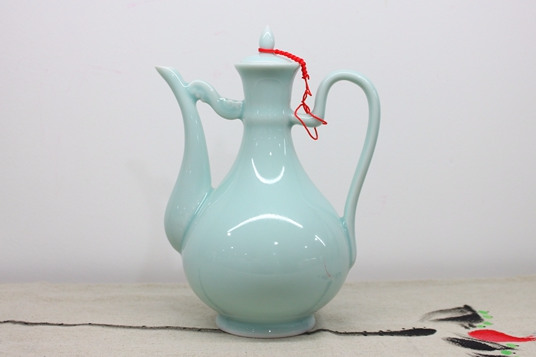 祥燕xiangyan龙泉青瓷一斤装陶瓷家用酒壶光面梅子青粉青大号酒壶田园