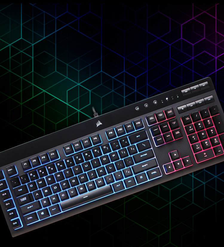 美商海盗船(uscorsair)k55 rgb 键盘 有线连接 游戏键盘 全尺寸 rgb