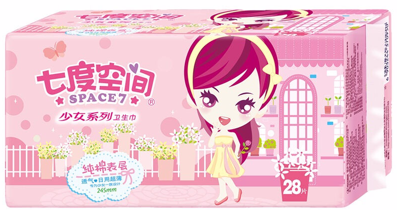 七度空间(space7) 少女系列卫生巾 纯棉表层超薄日用245mm*28片
