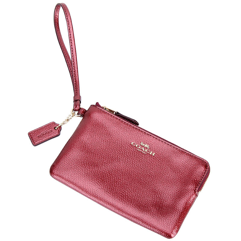 coach 蔻驰 女式手拿包 酒红色皮质短款零钱包 f54626 ime42 (54626