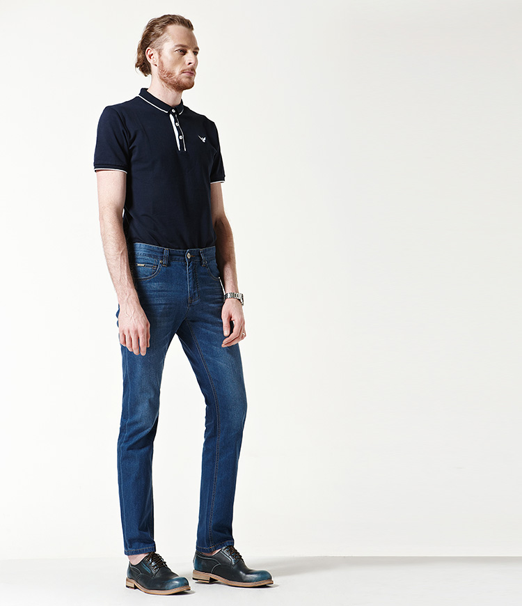 皮尔卡丹(pierre cardin)203227 春夏纯棉休闲透气男装直筒牛仔裤