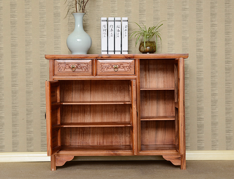 仿古中式实木鞋柜储物柜大容量玄关柜收纳柜gd-161 茶青色【图片 价格