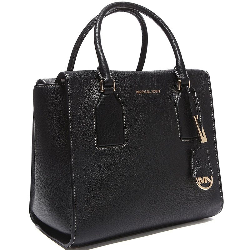 michael kors 迈克·科尔斯 mk女包 女士selby系列黑色中号牛皮金色