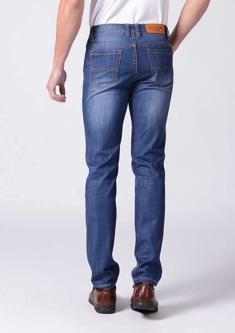 Pierre cardin 321 2017 spring and summer men's clothing Shu silk thin cool through the micro-elastic leisure waist jeans light blue 32 yards - Jingdong
