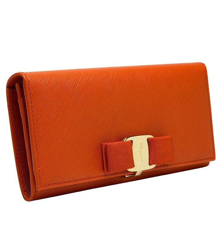 salvatore ferragamo 菲拉格慕 女士橙色牛皮蝴蝶结长款