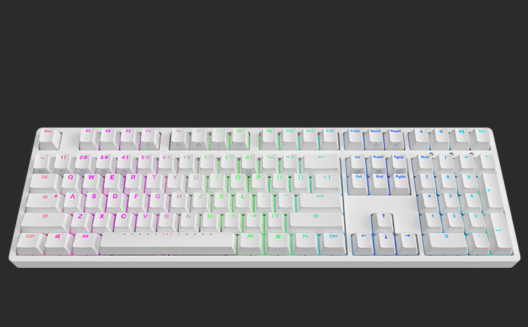 ikbc f-108 rgb 幻彩背光机械键盘 108键原厂cherry轴 白色 青轴 游戏