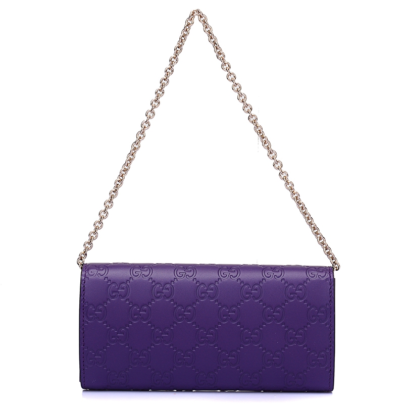 gucci 古驰 gucci女包 紫色小牛皮双g压纹链条女士手包 269541 cwc1g