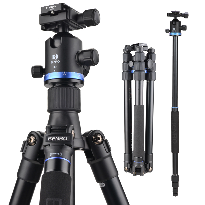 Benro Tripod IF28+, DSLR Camera Tripod for Canon And Nikon, Foldable And Convertible Monopod, Large Format Super Strong Locking, Stable Portable Ball Head Kit