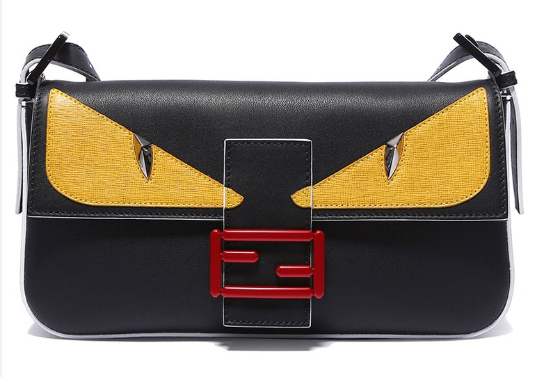 fendi 芬迪 女士baguette系列黑色牛皮怪兽单肩包 8br600 41k f0u98