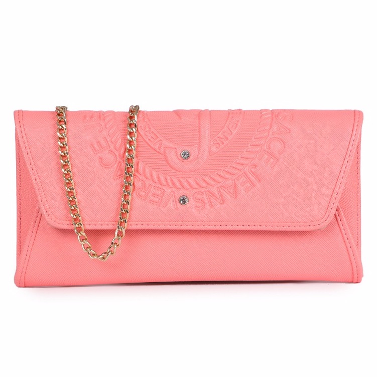 versace jeans 范思哲 女士浅粉色pvc配金属肩带长款钱包钱夹 e3vpbpa
