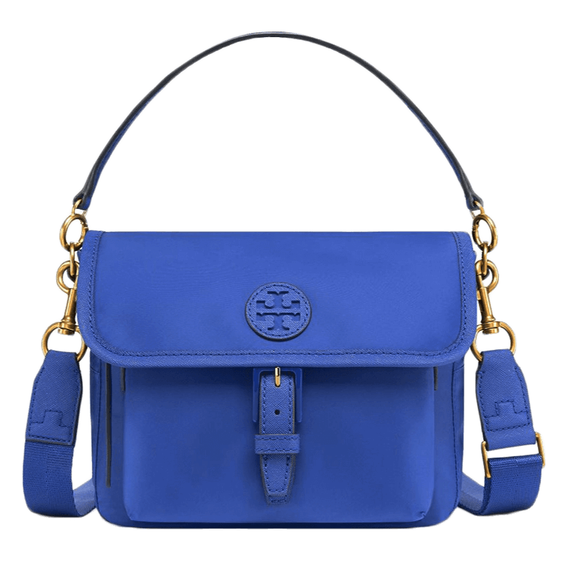 伯奇 tory burch 女士蓝色时尚翻盖按扣手提包单肩包斜挎包 34499 453